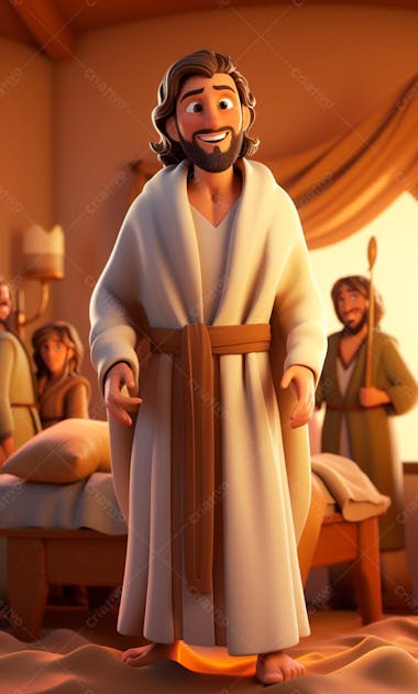 Personagem de desenho animado 3d de jesus cristo