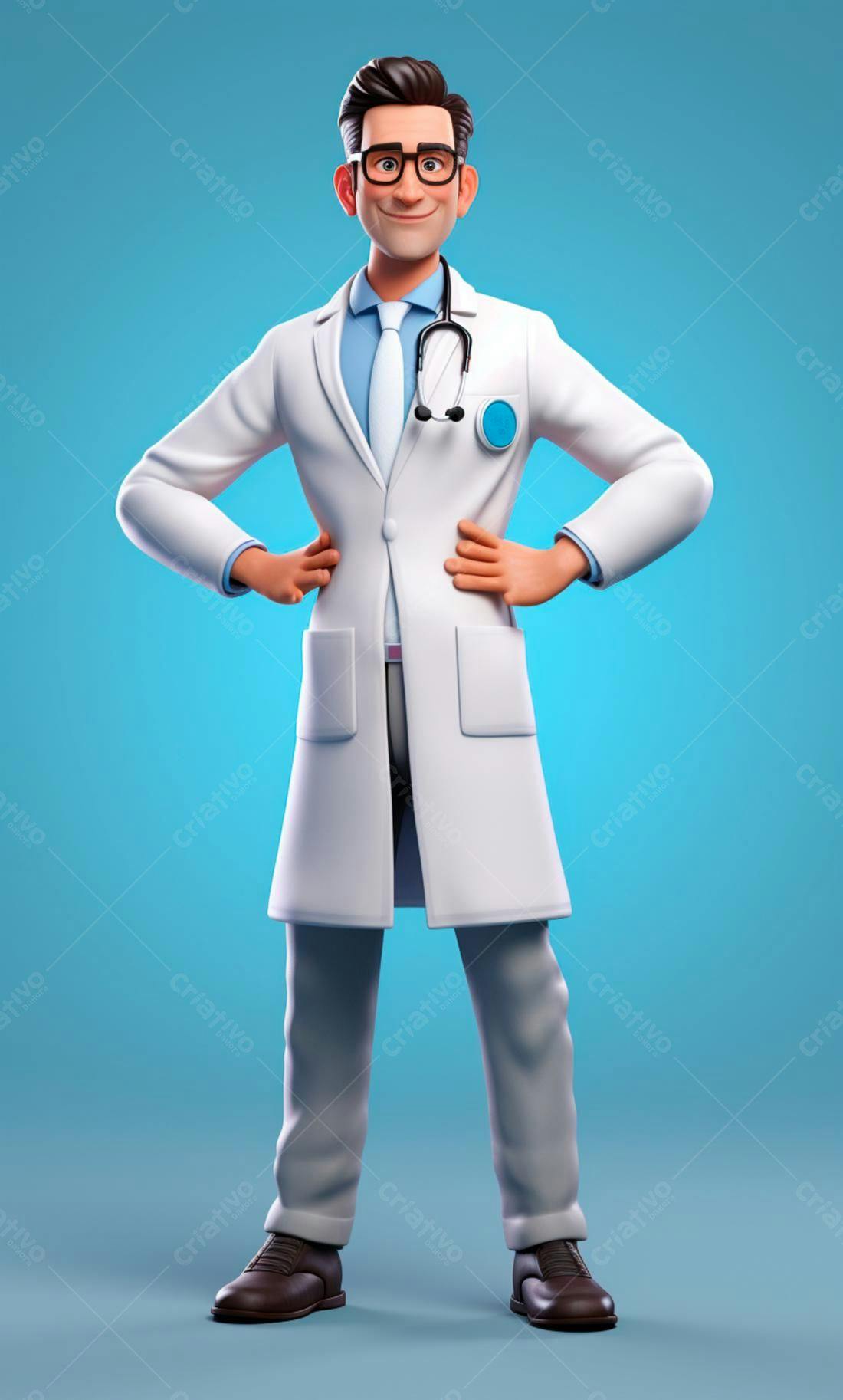 Médico Desenho Animado Confiante