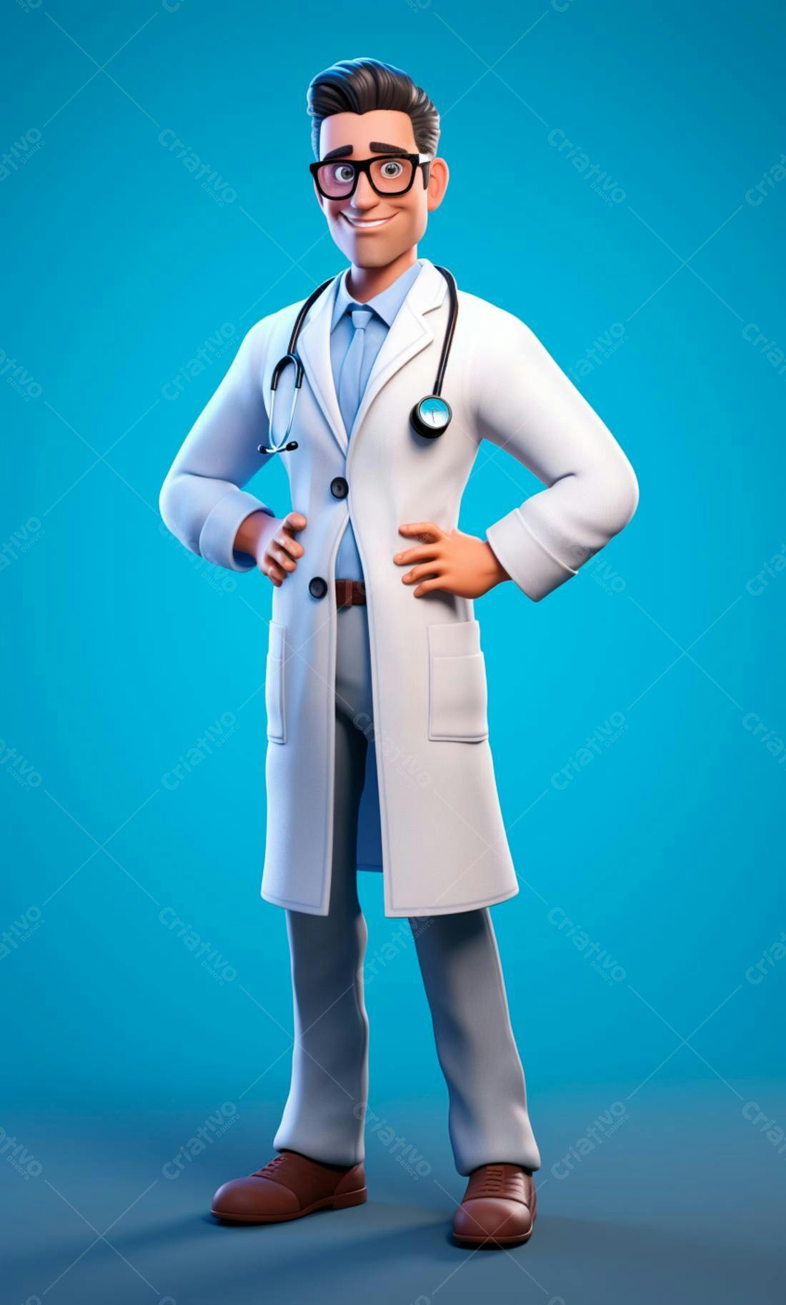 Médico Desenho Animado Sorrindo