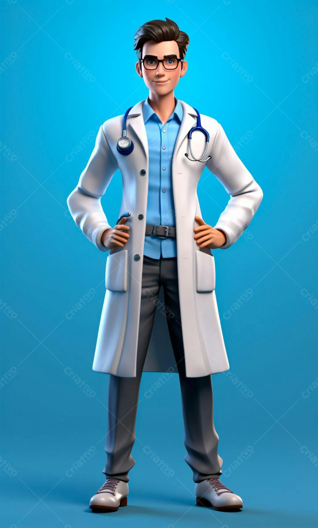 Médico Cartoon  Jovem Confiante