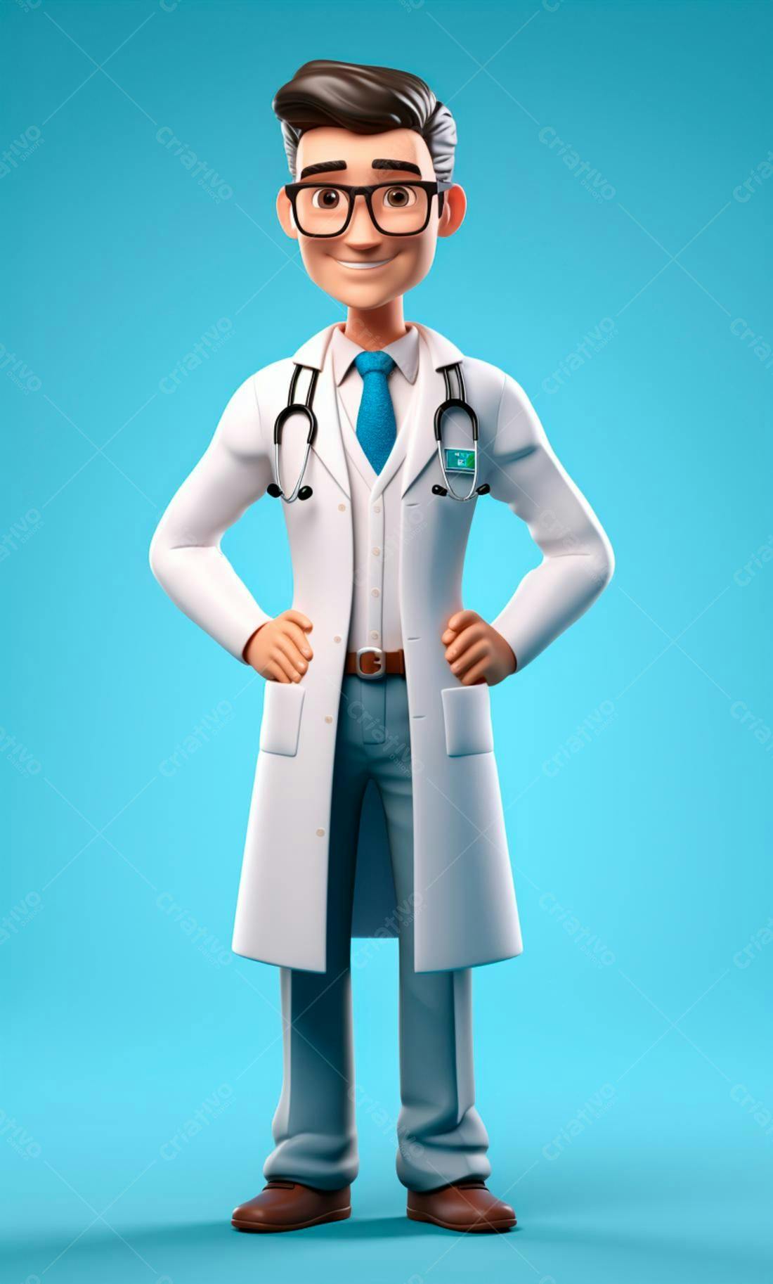 Médico de desenho animado sorridente