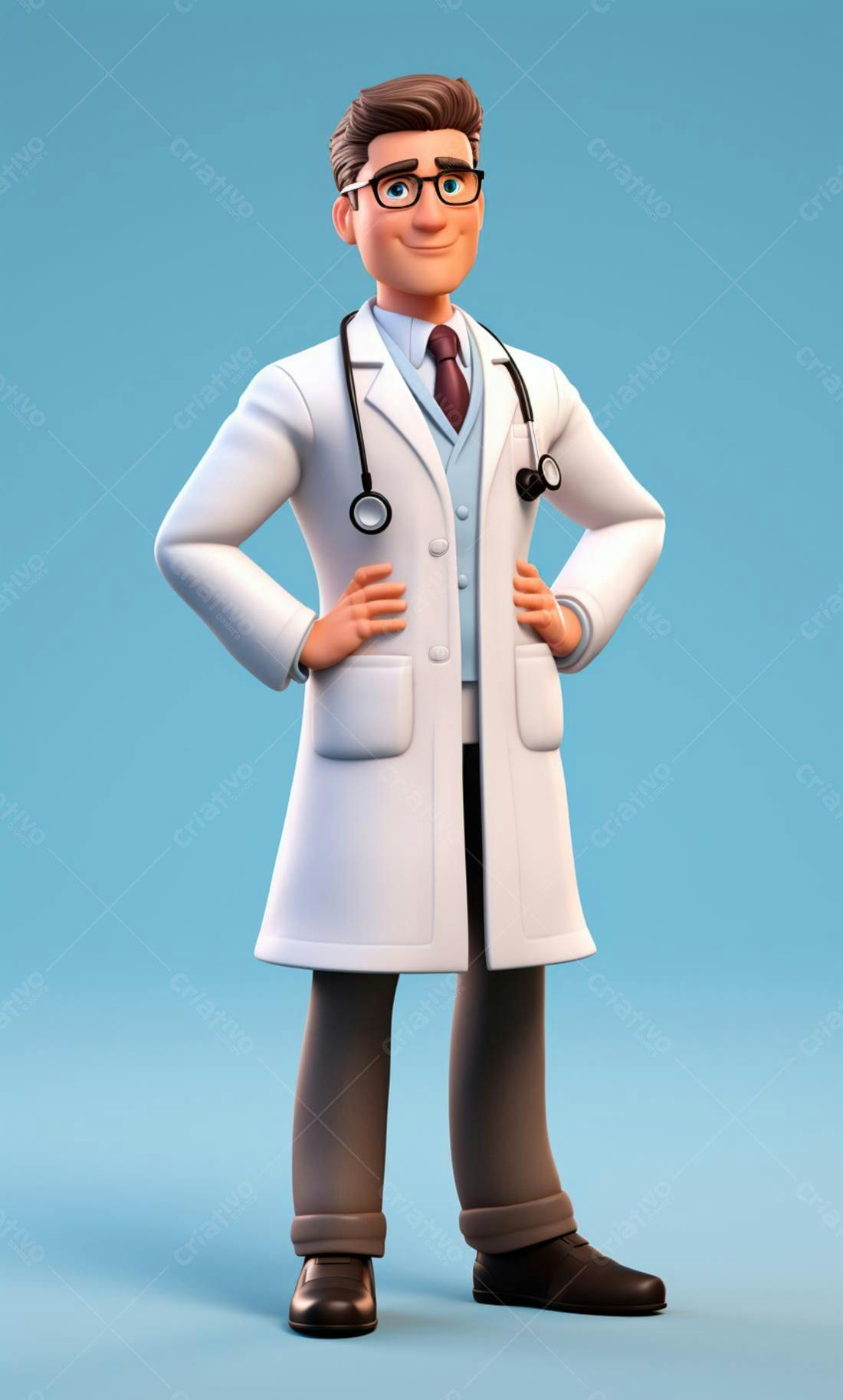 Médico Desenho Animado Sorrindo