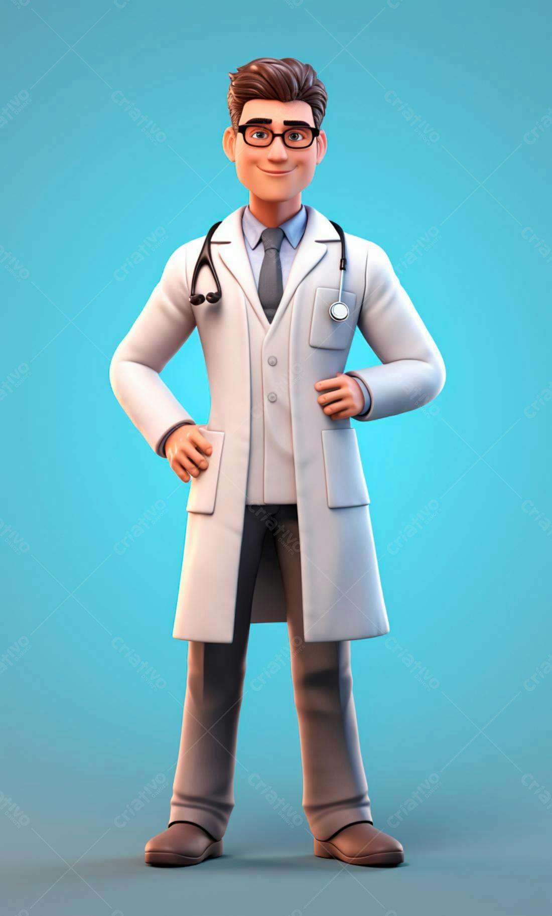 Médico Desenho Animado Sorrindo