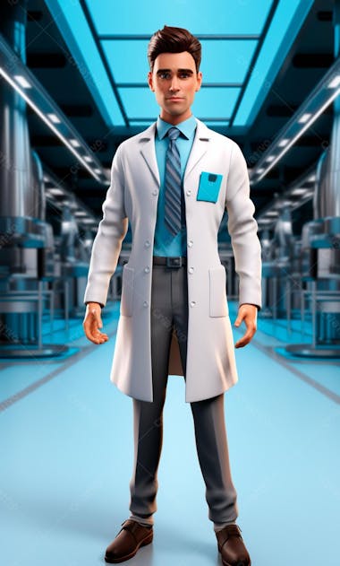 Modelo de personagem 3d de um médico