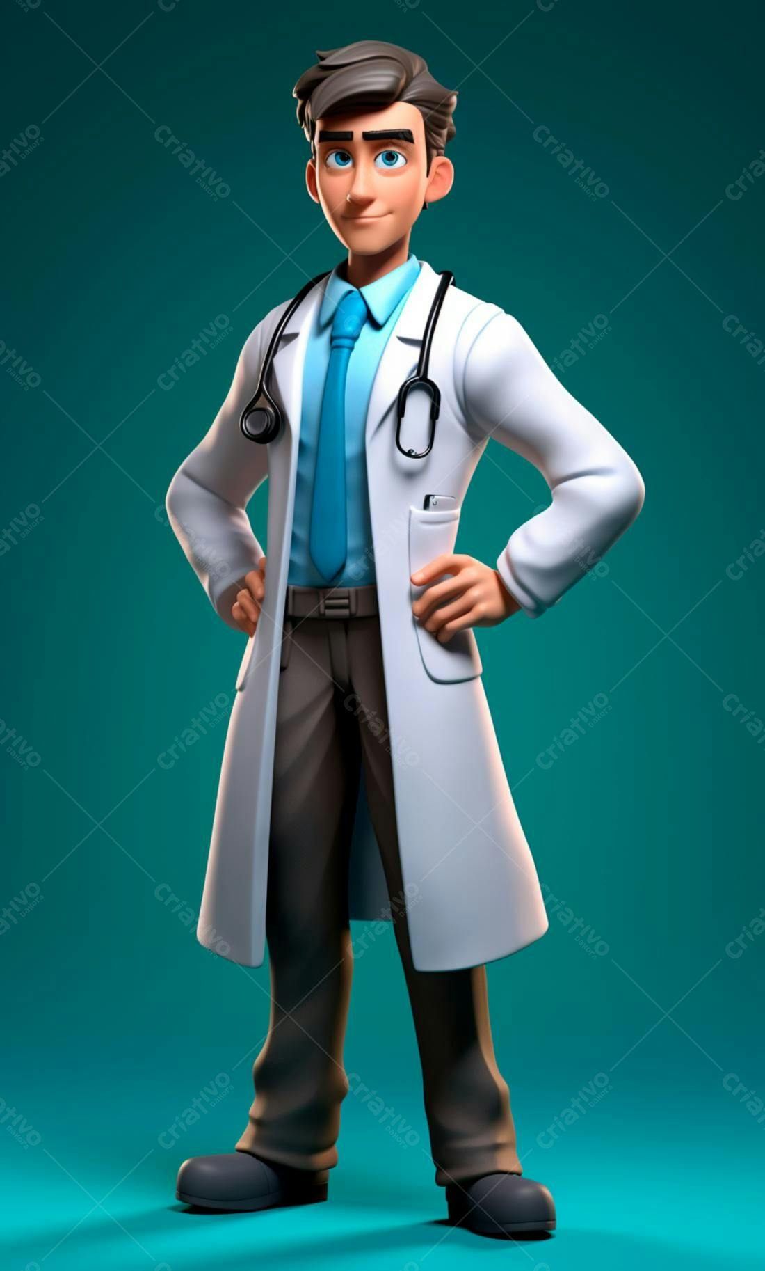 Médico Desenho Animado Sorrindo