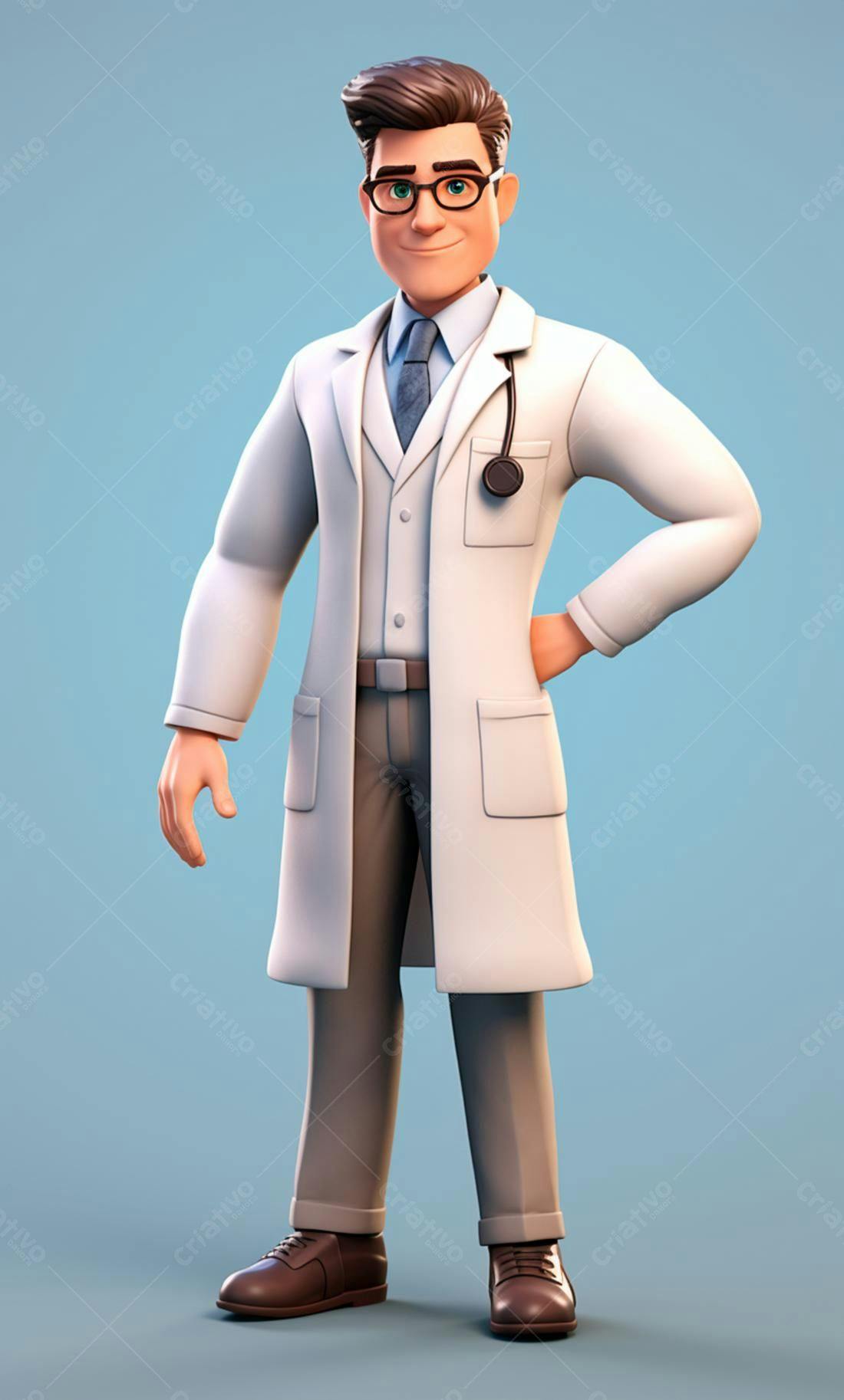Médico desenho animado alegre