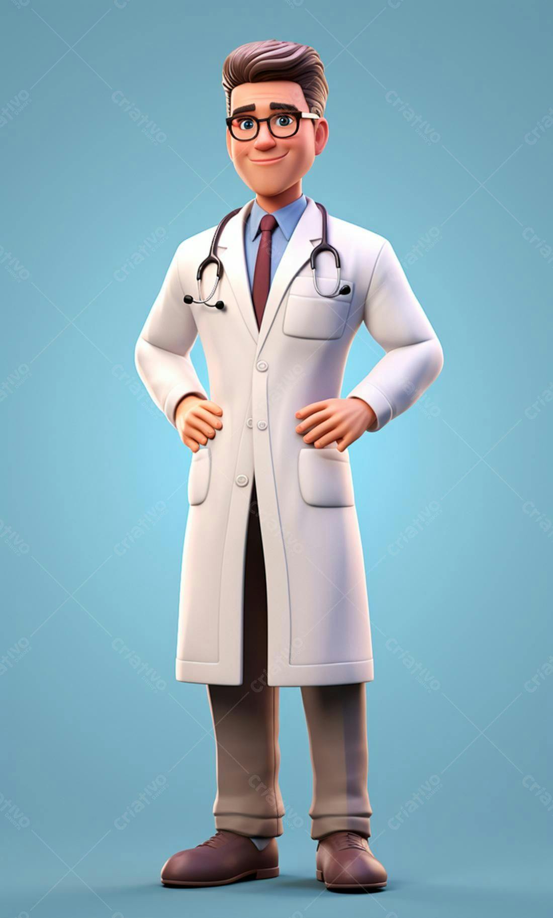 Médico Desenho Animado Sorrindo