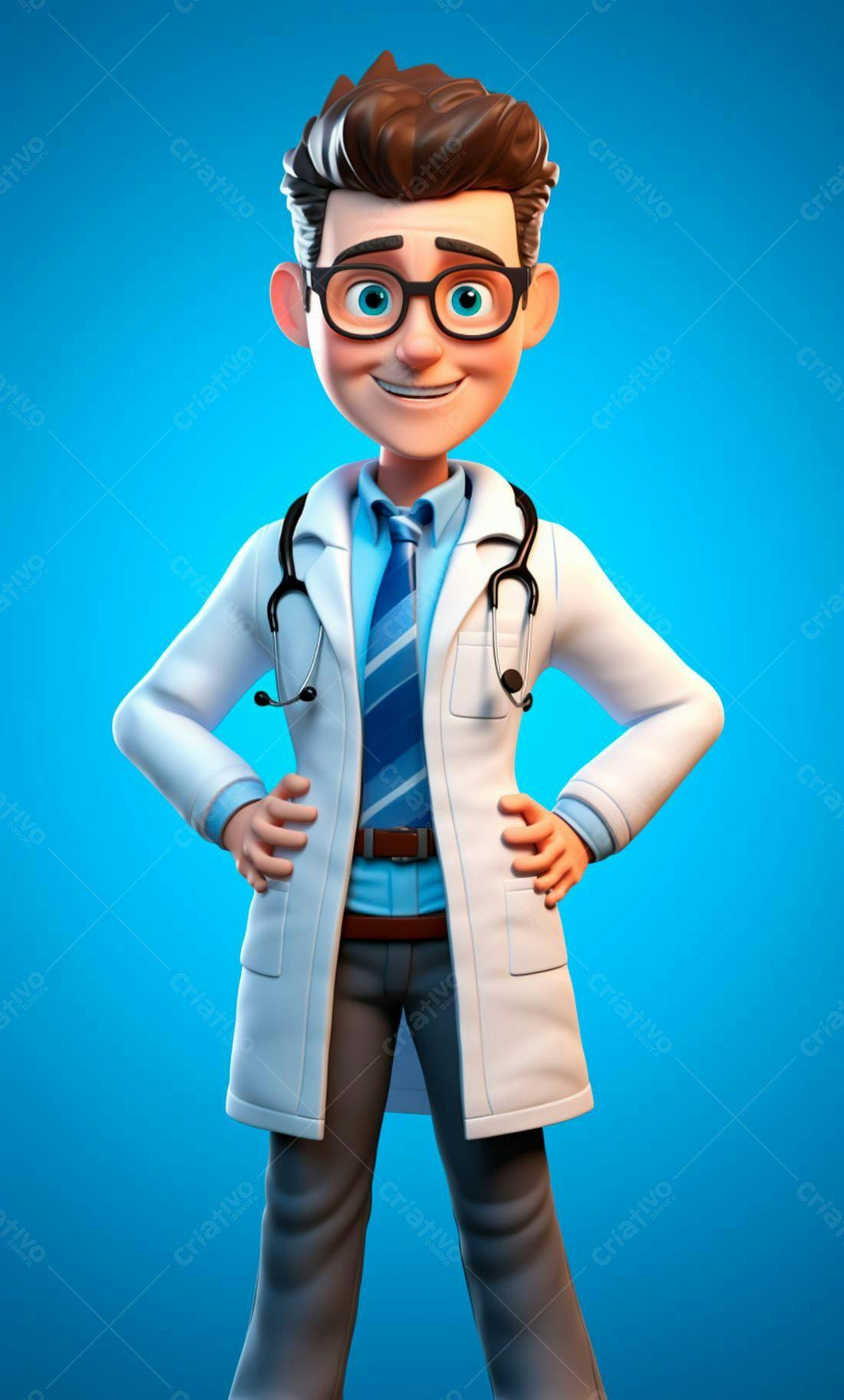 Médico Desenho Animado Sorrindo