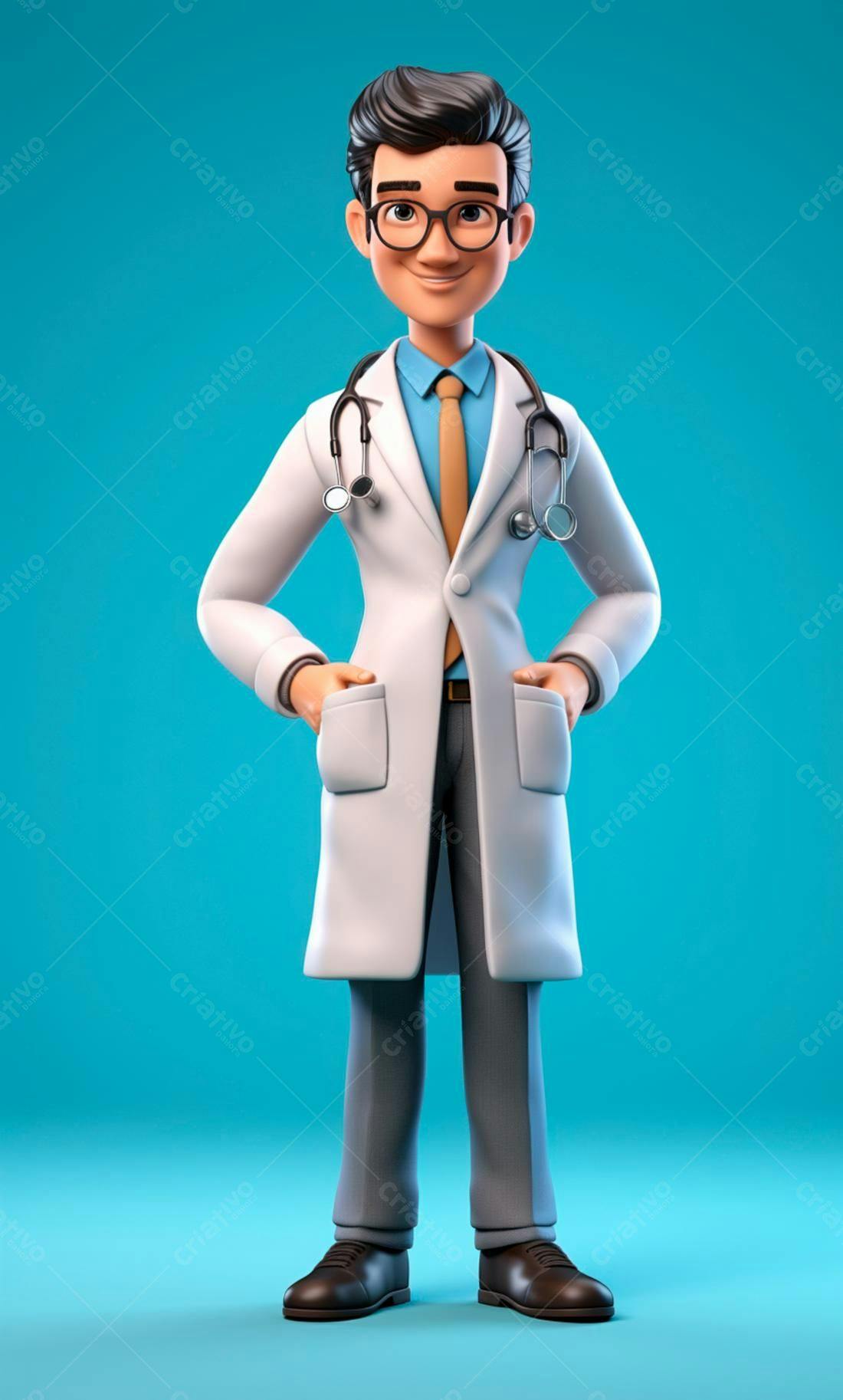 Médico Desenho Animado Jaleco Branco
