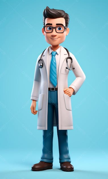 Modelo de personagem 3d de um médico