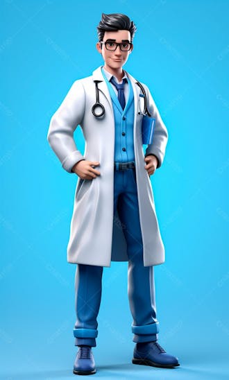 Modelo de personagem 3d de um médico