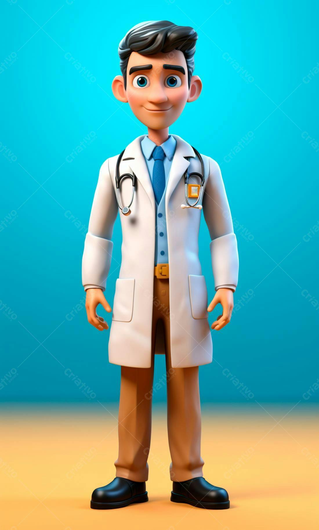 Médico Desenho Animado Sorridente