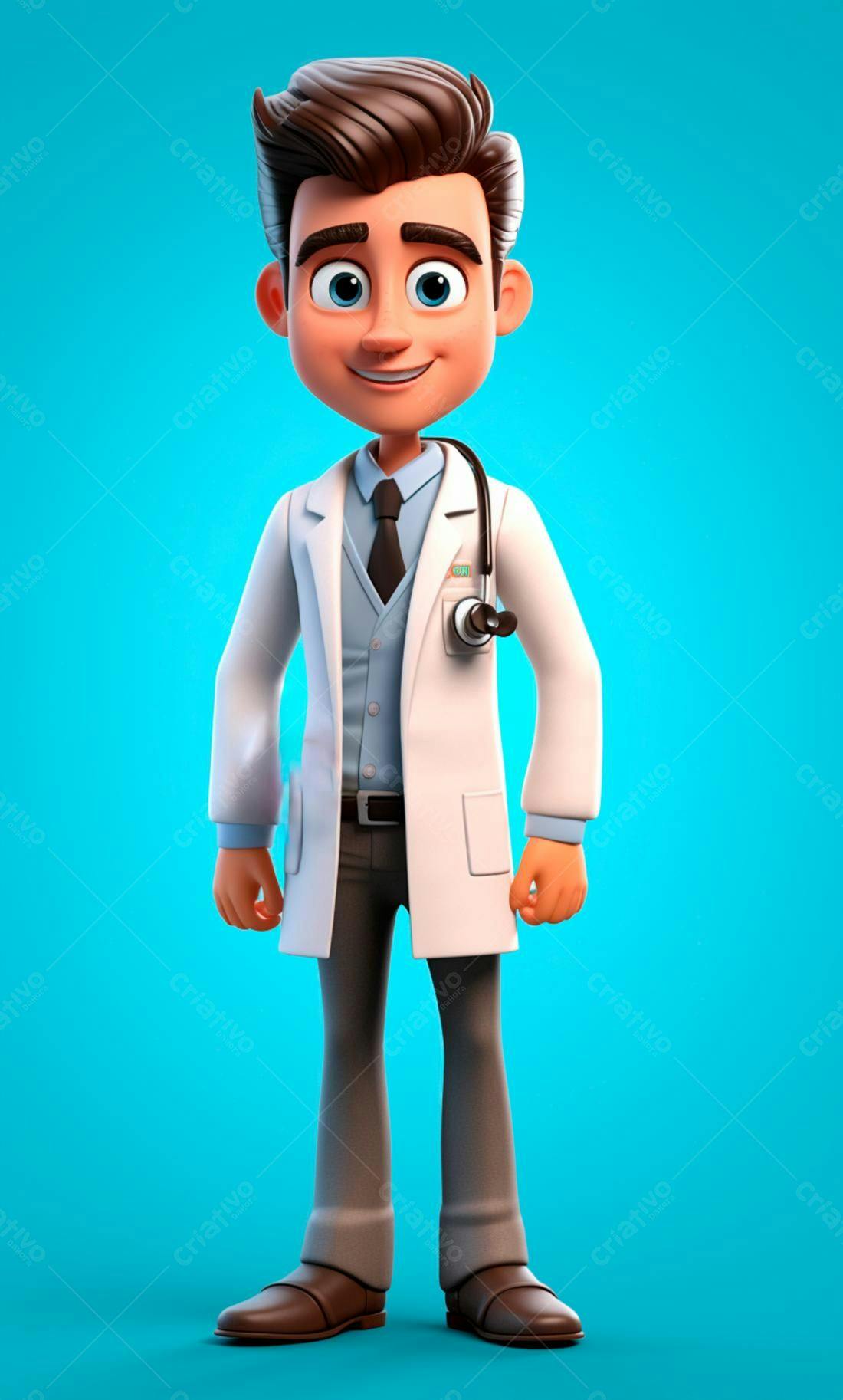 Médico 3D alegre e sorridente