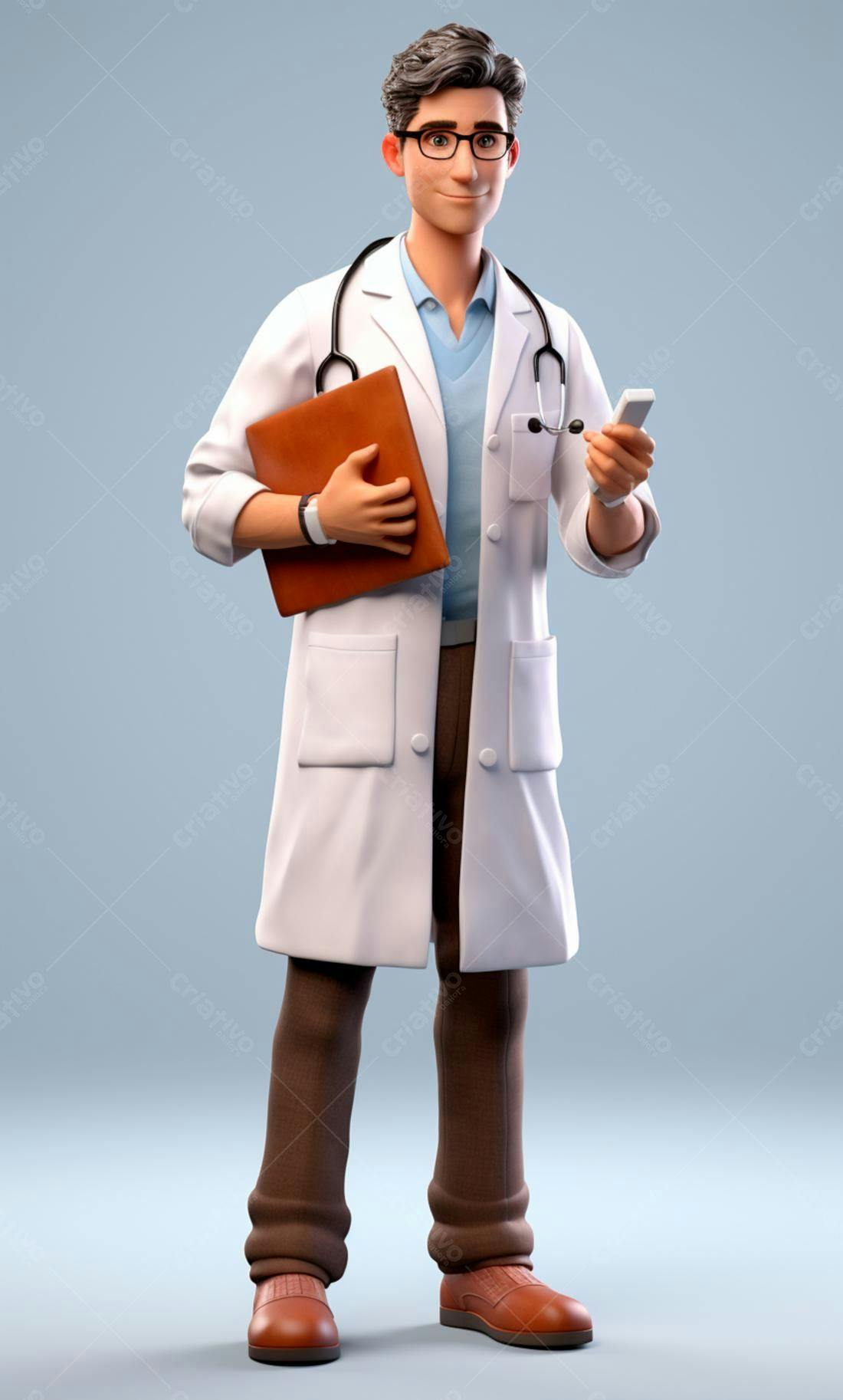 Médico desenho animado segurando prancheta