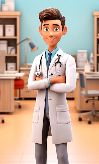 Modelo de personagem 3d de um médico