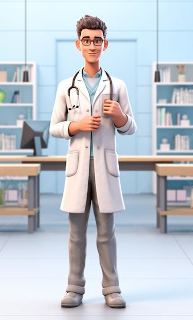 Modelo de personagem 3d de um médico