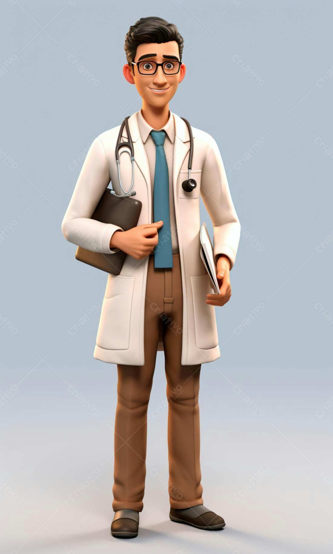 Médico personagem 3D alegre