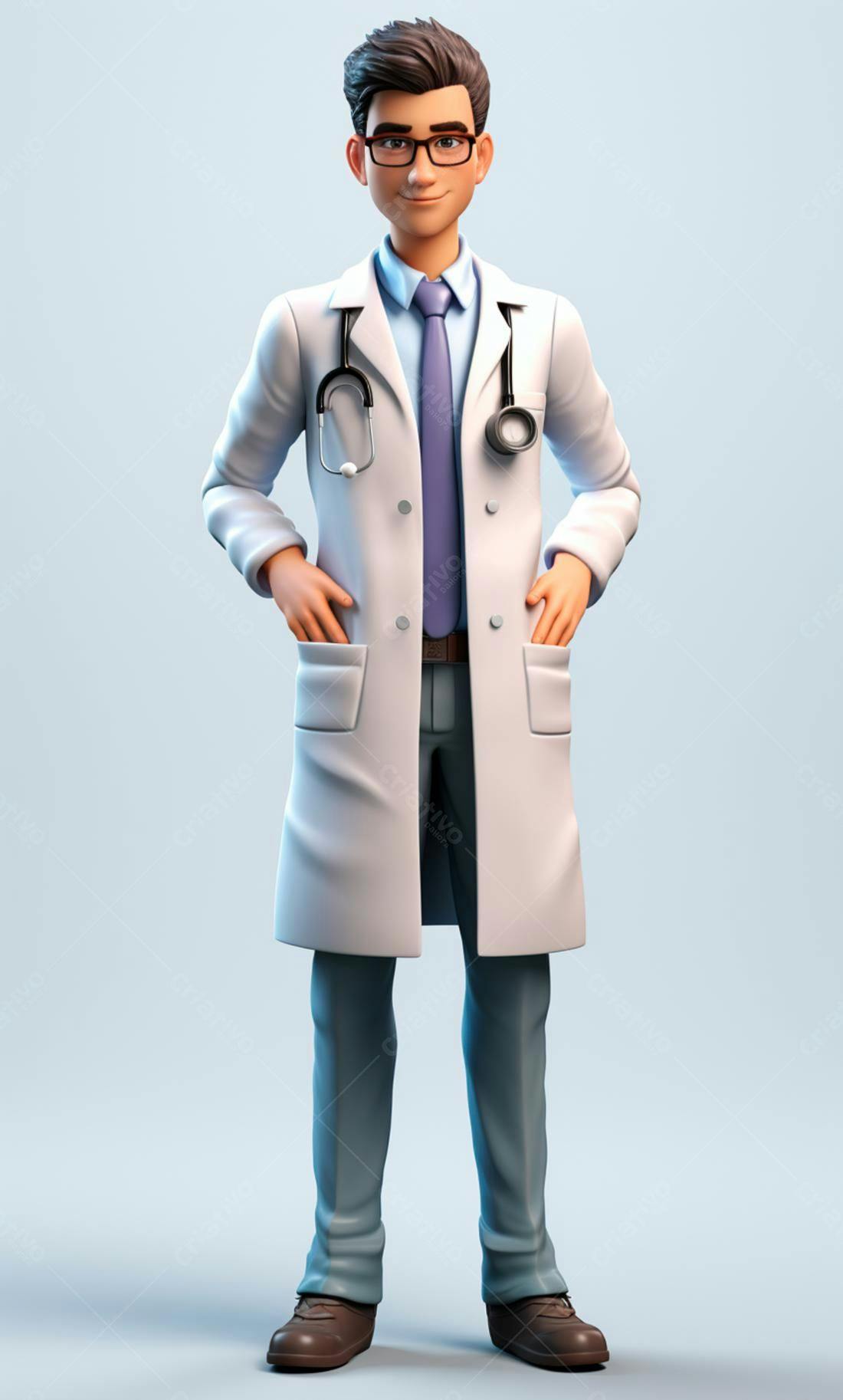 Médico desenho animado jaleco branco