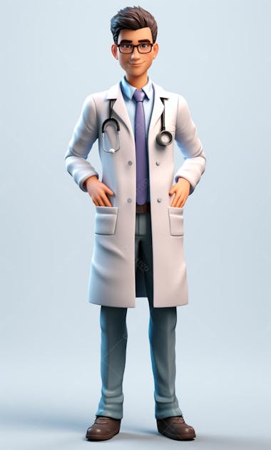 Modelo de personagem 3d de um médico