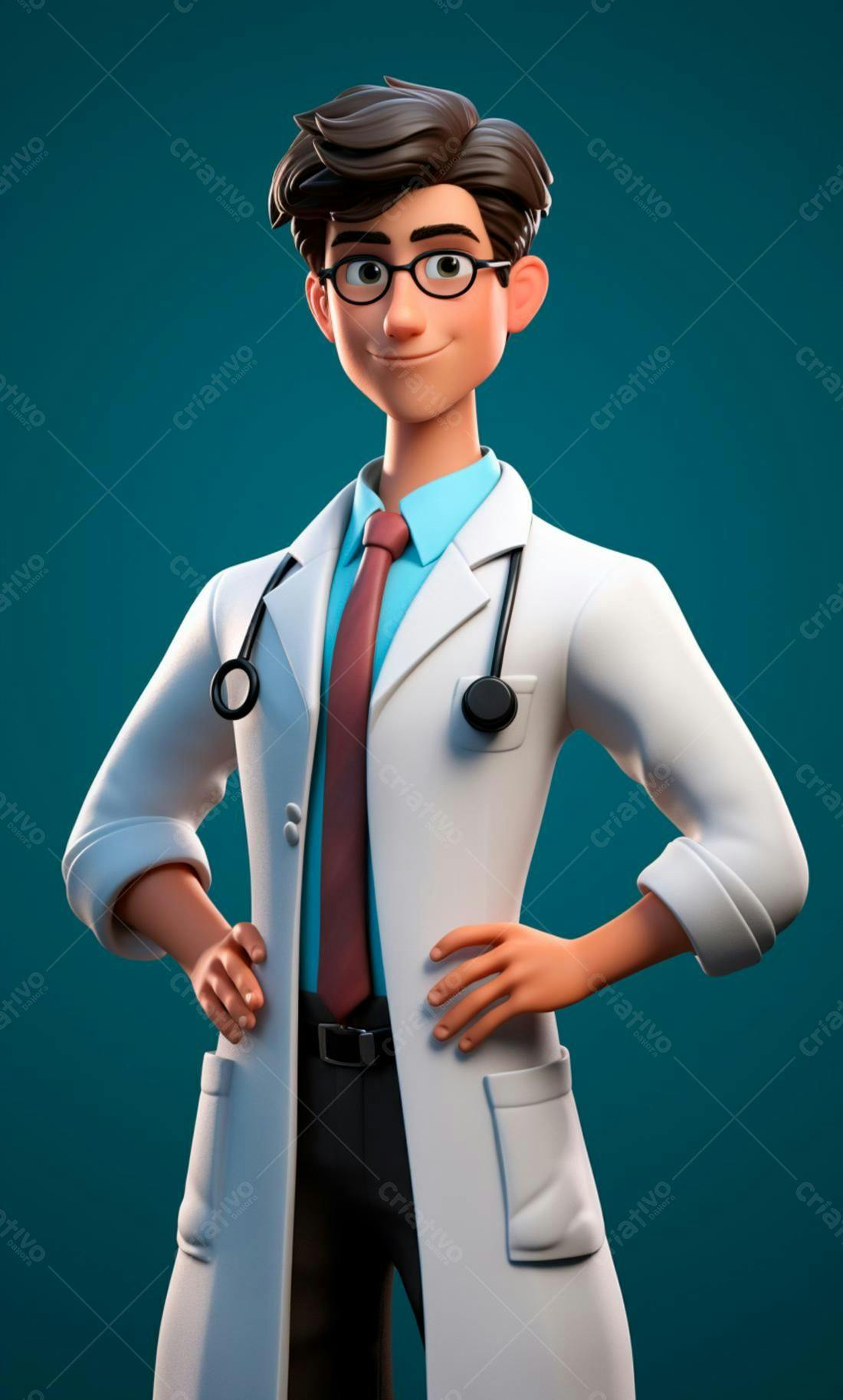Médico Desenho Animado Sorrindo