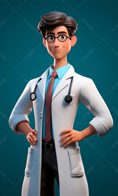 Modelo de personagem 3d de um médico