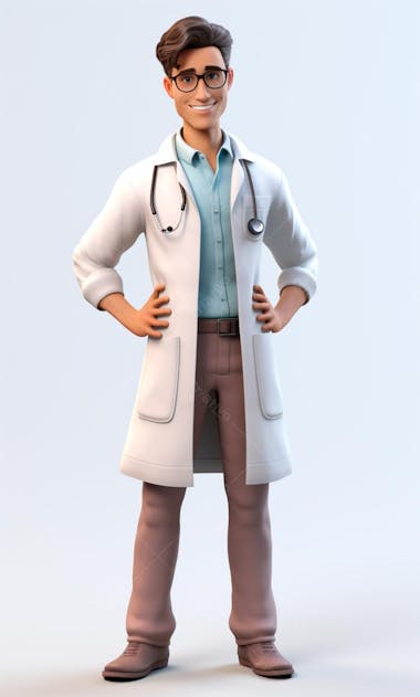 Modelo de personagem 3d de um médico