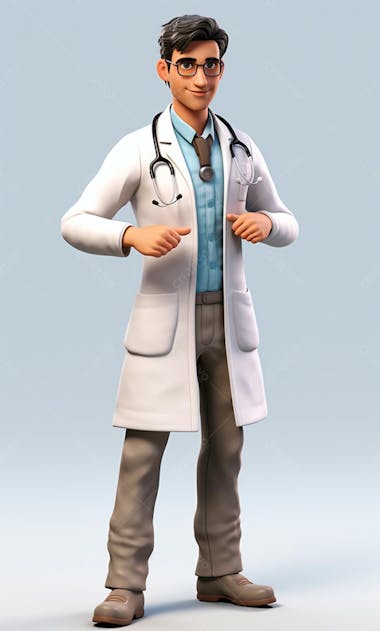 Modelo de personagem 3d de um médico