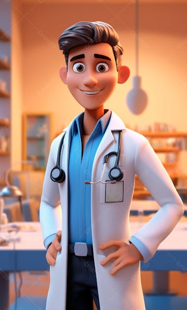 Modelo de personagem 3d de um médico