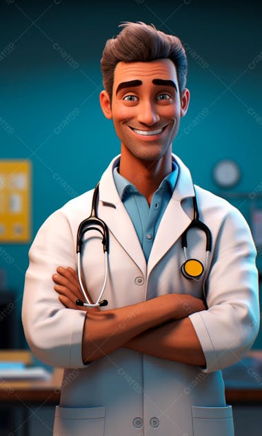 Modelo de personagem 3d de um médico