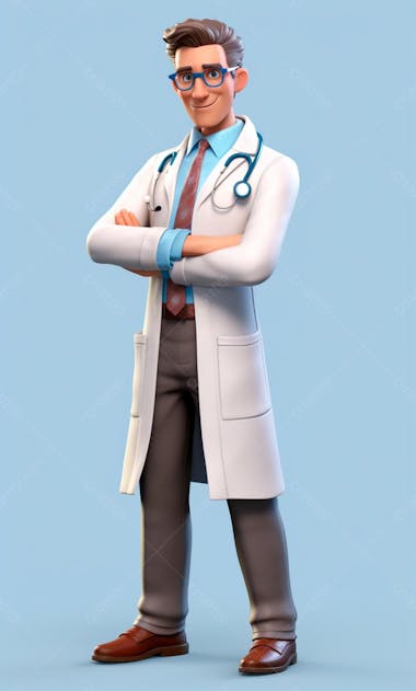 Modelo de personagem 3d de um médico