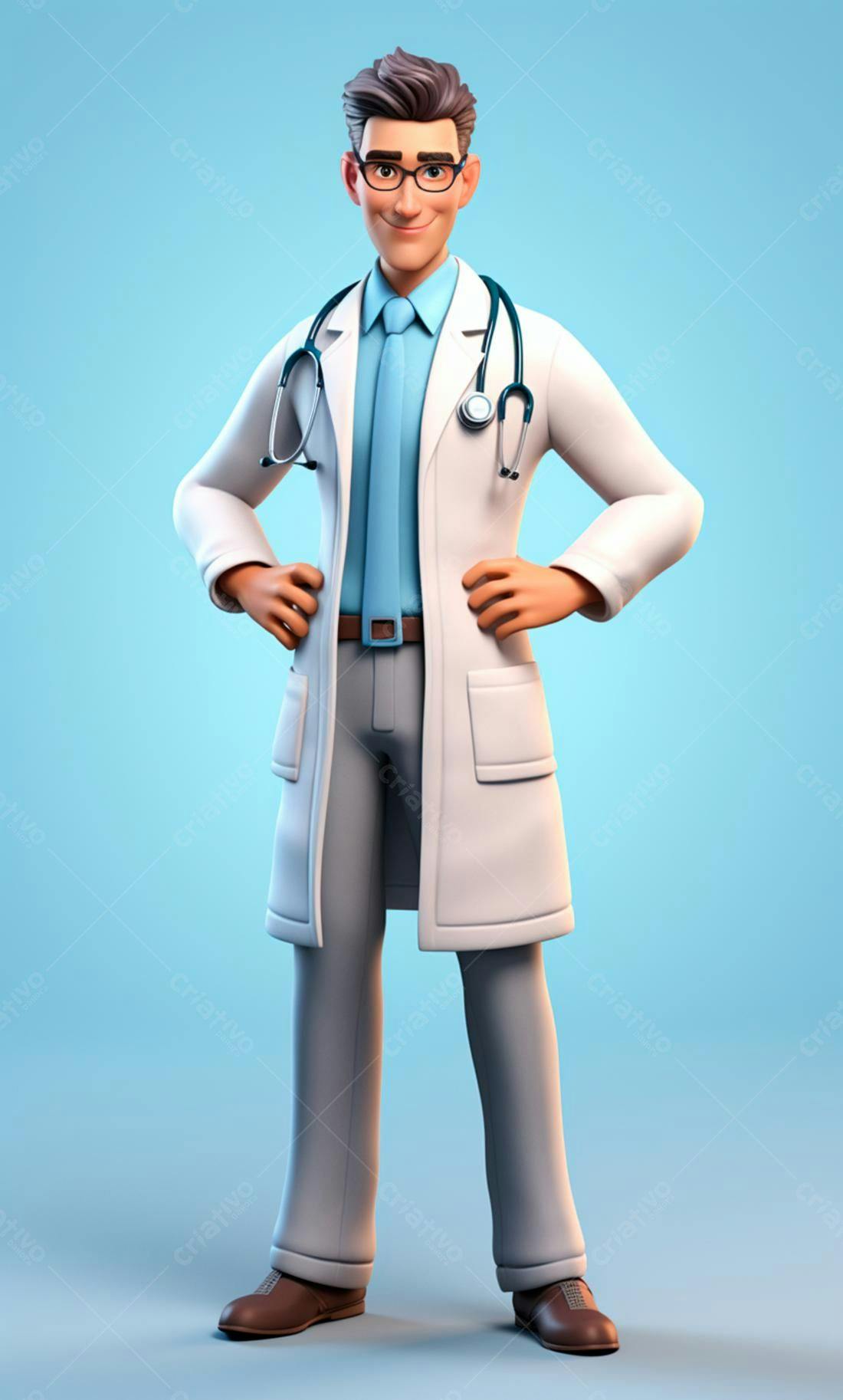 Médico Desenho Animado Confiante