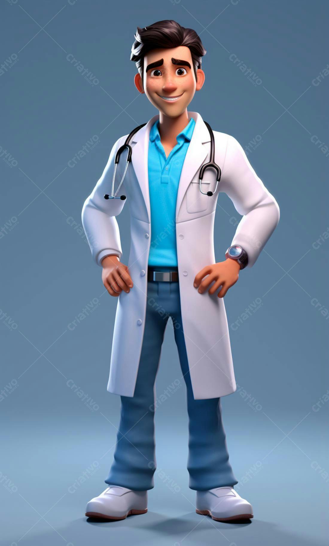 Médico desenho animado sorrindo