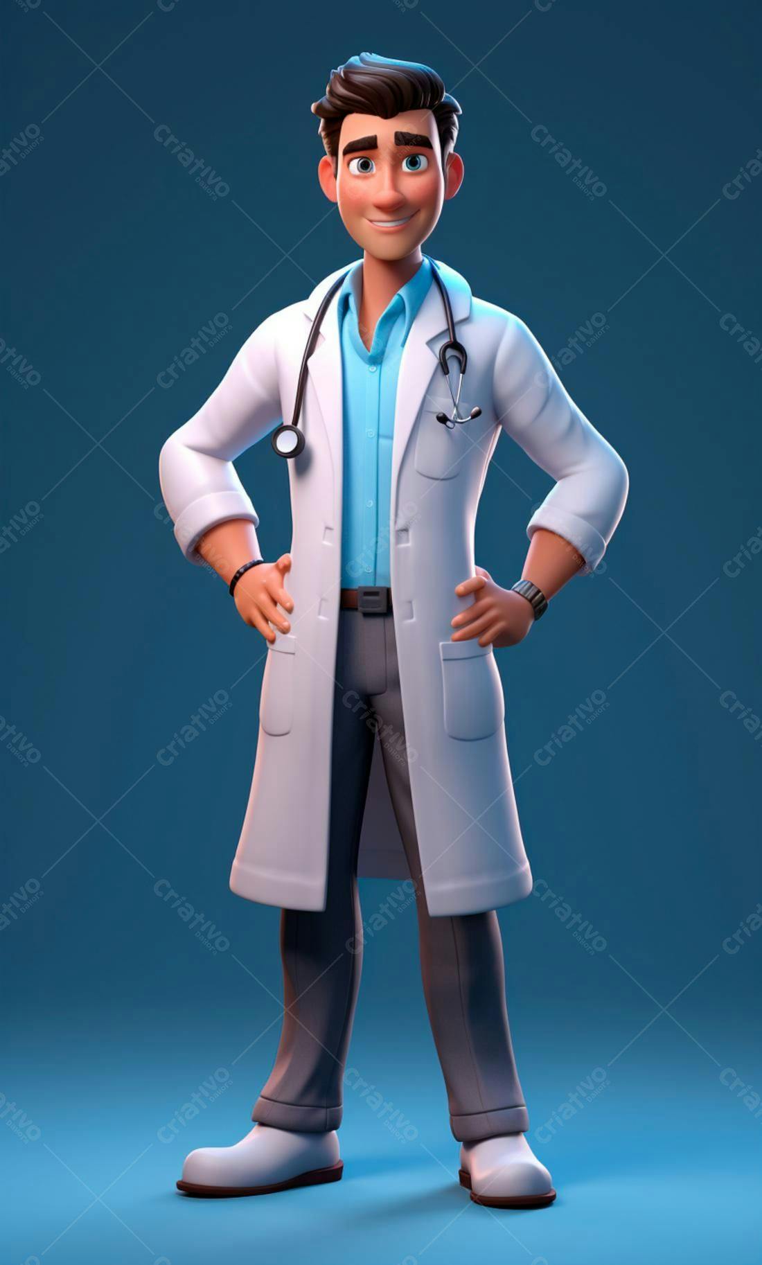 Médico Desenho Animado Sorrindo