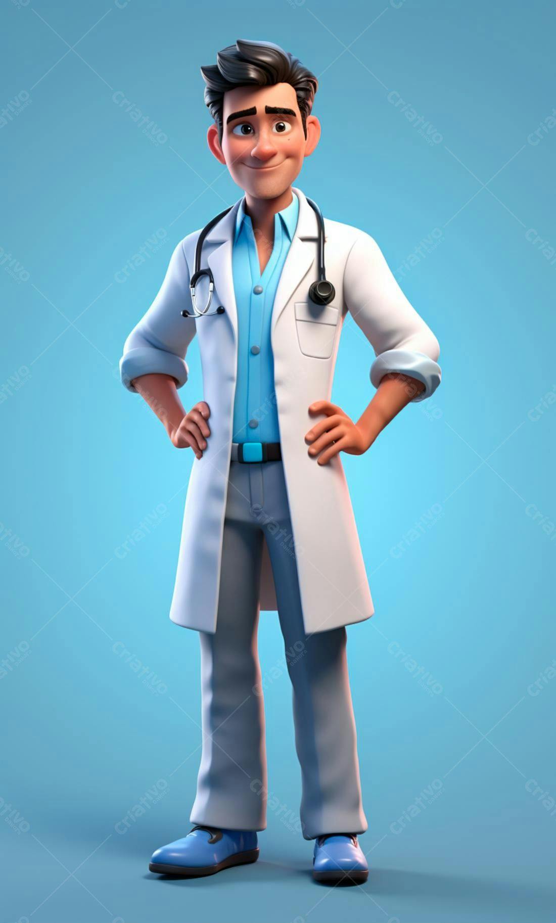 Médico Desenho Animado Sorrindo