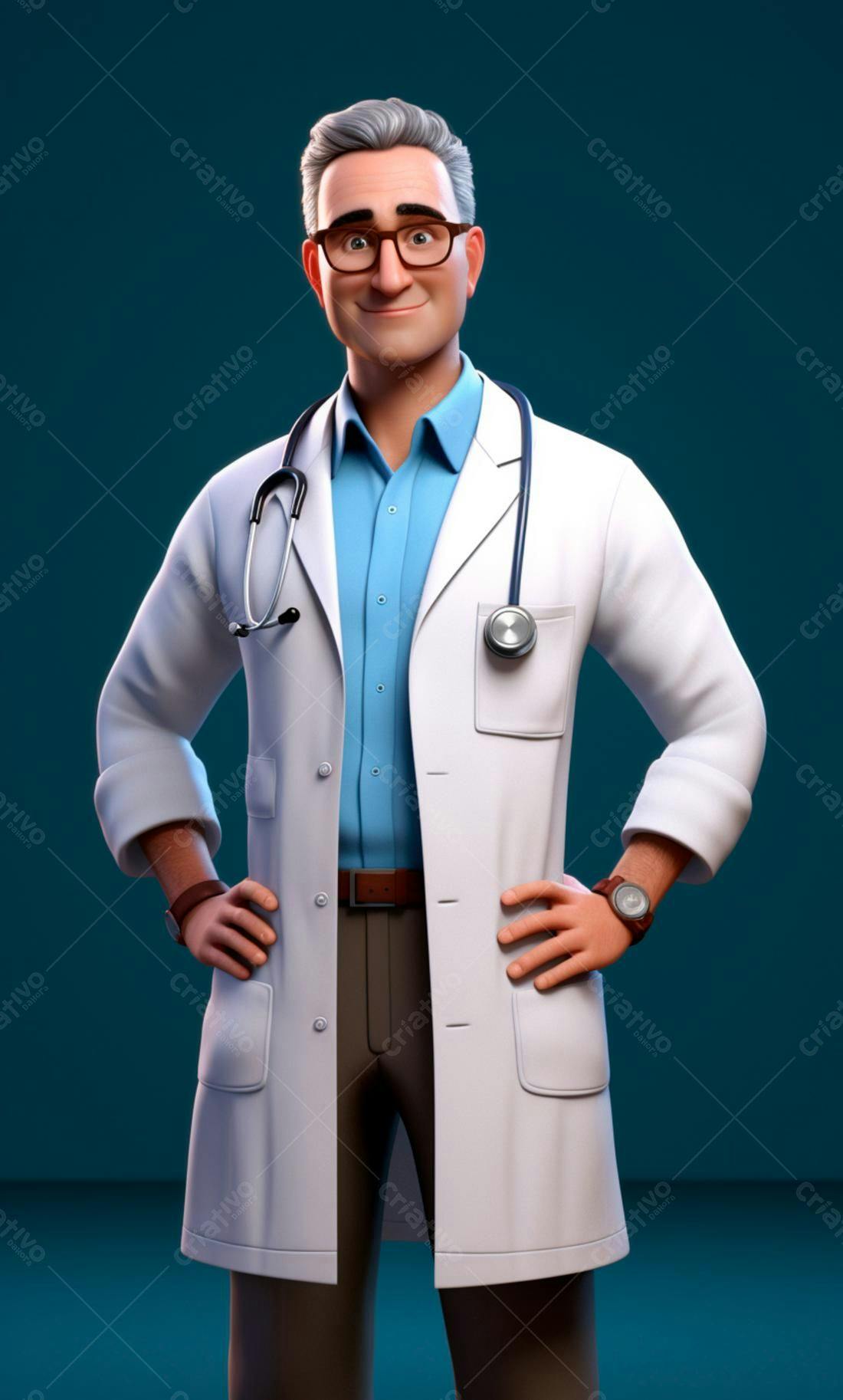 Médico sorridente em jaleco branco