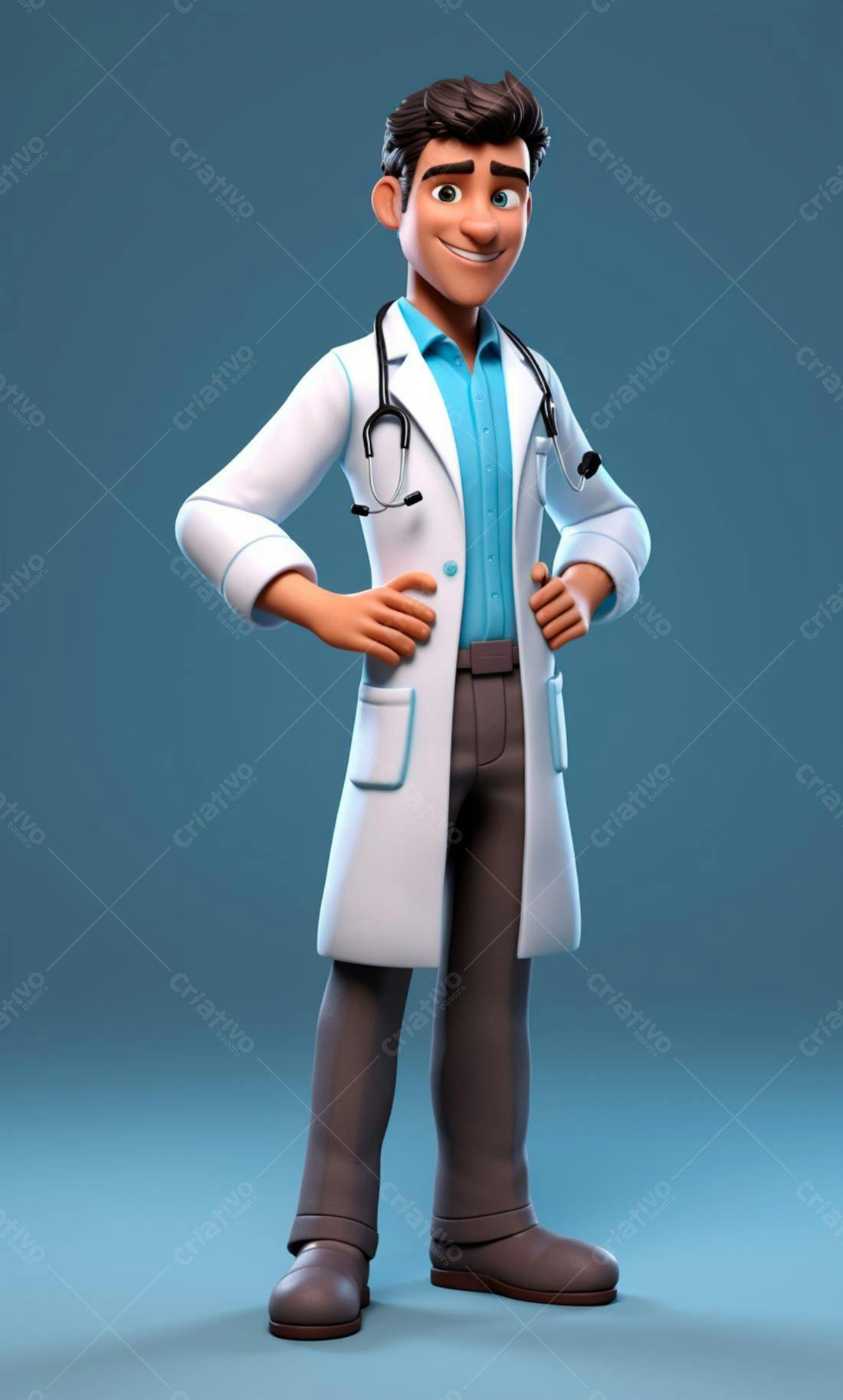 Médico desenho animado sorrindo