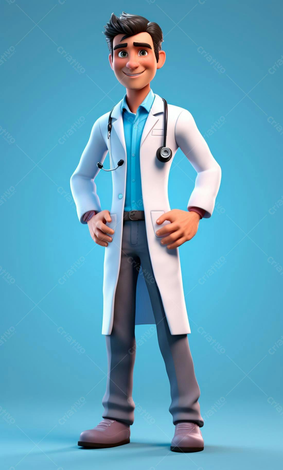 Médico desenho animado sorrindo