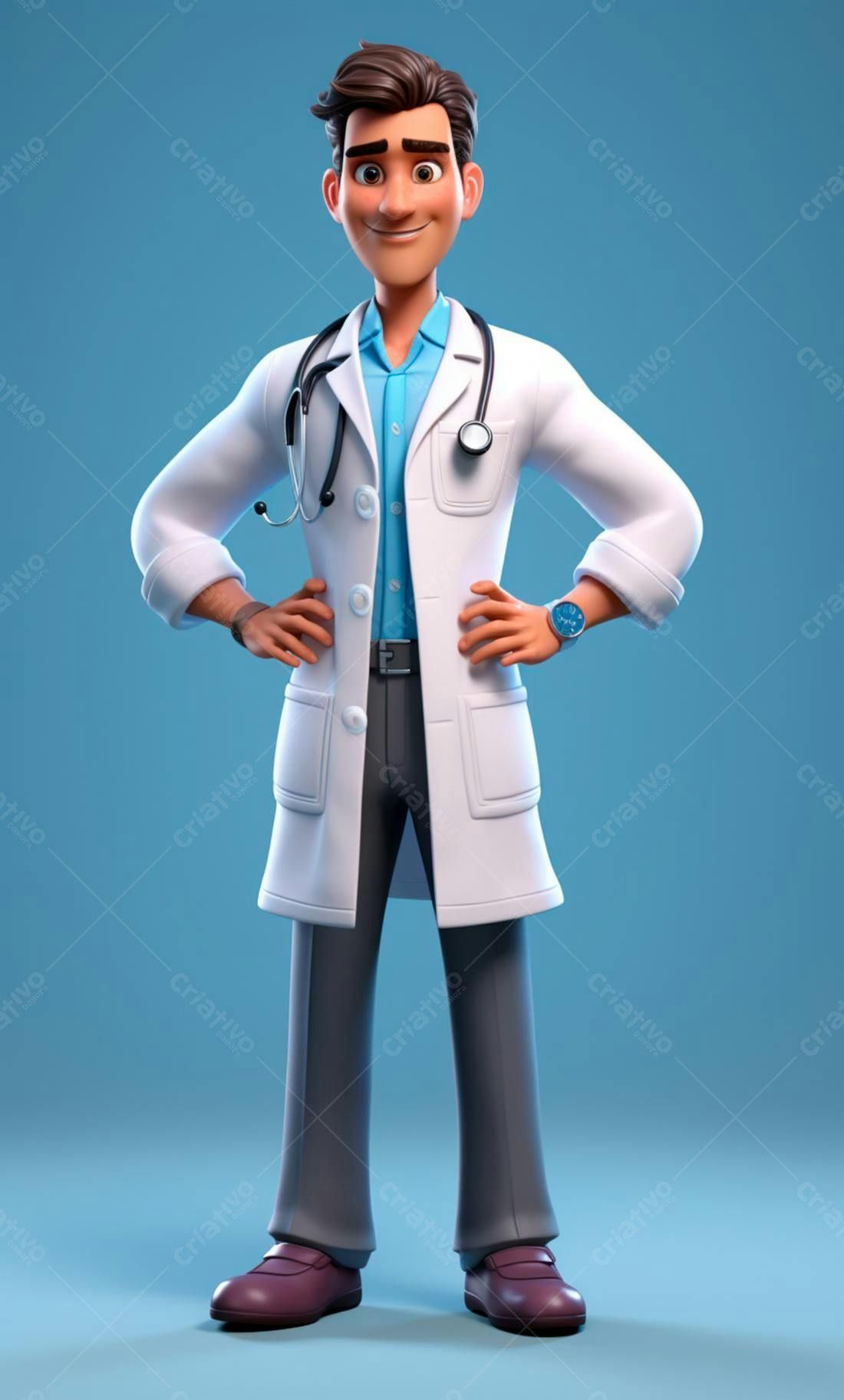 Médico de desenho animado sorridente