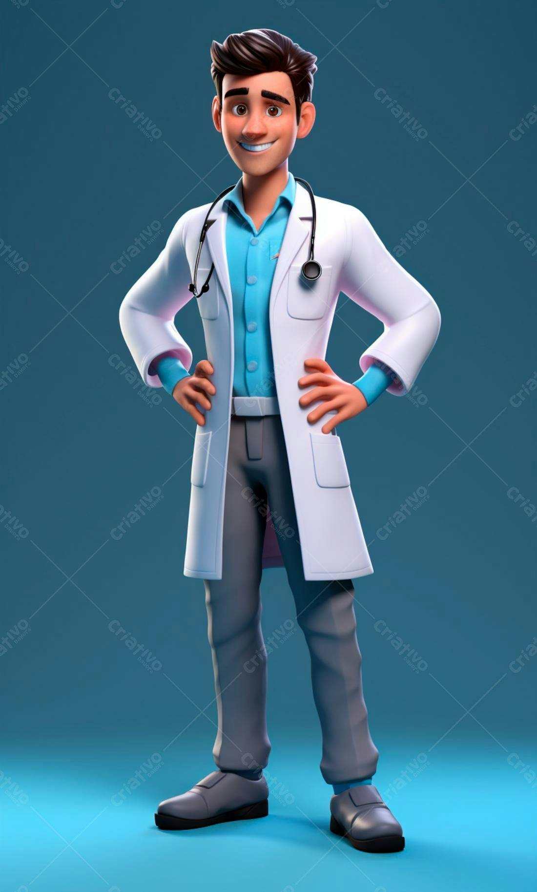 Médico Desenho Animado Sorrindo