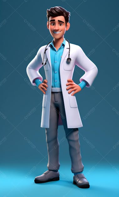 Modelo de personagem 3d de um médico