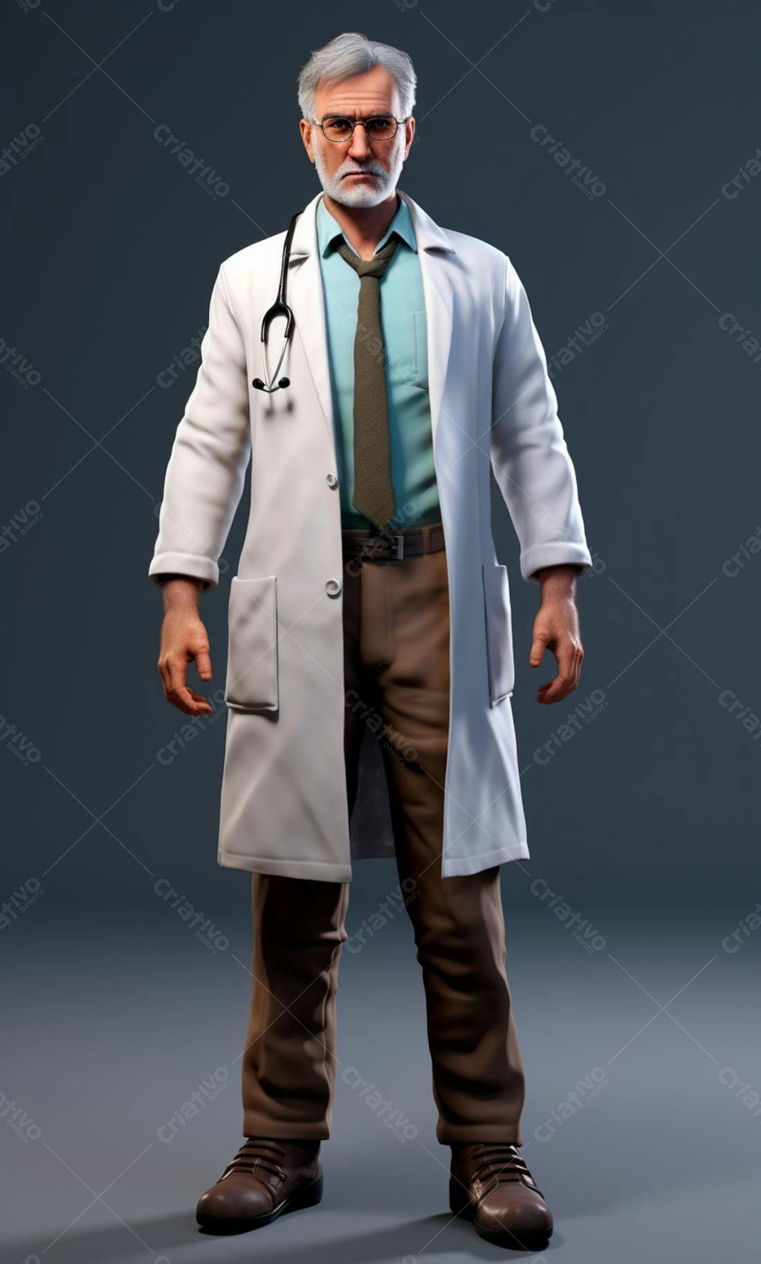 Médico idoso de jaleco branco