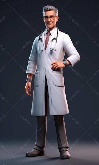 Modelo de personagem 3d de um médico