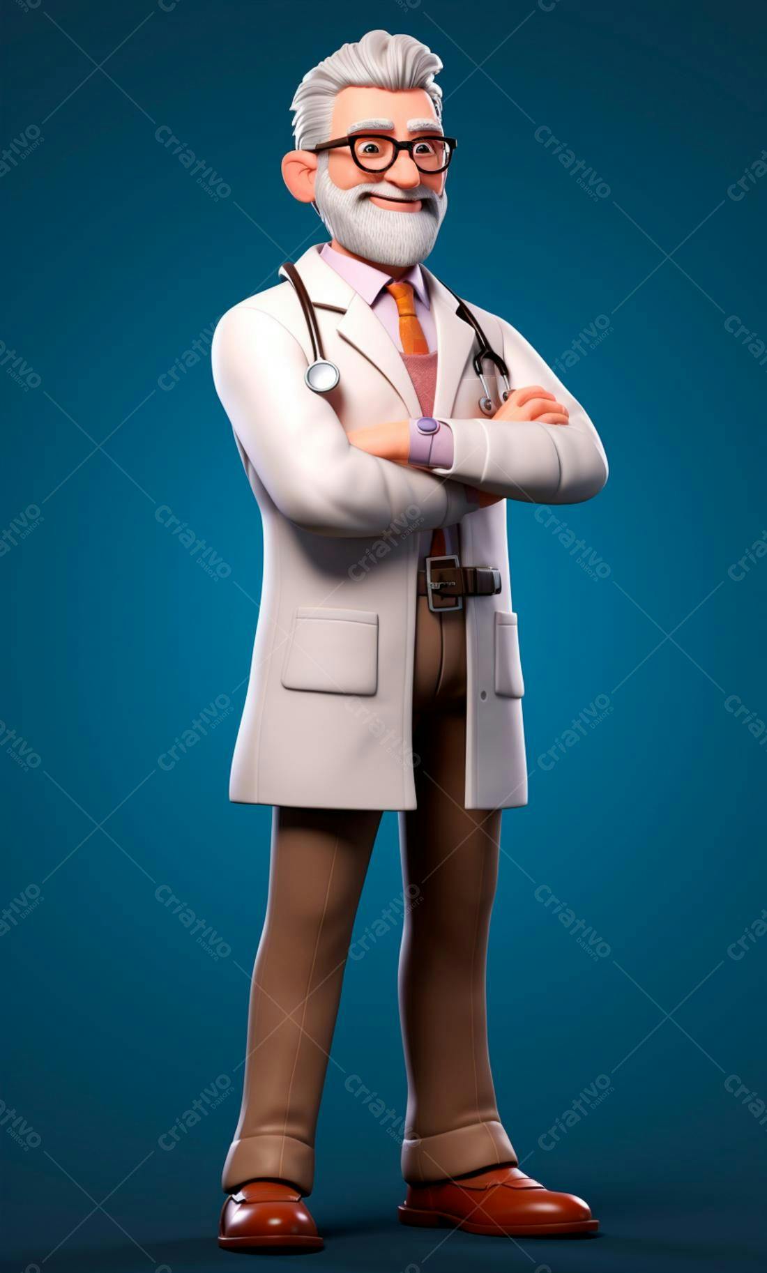 Médico animado braços cruzados alegre