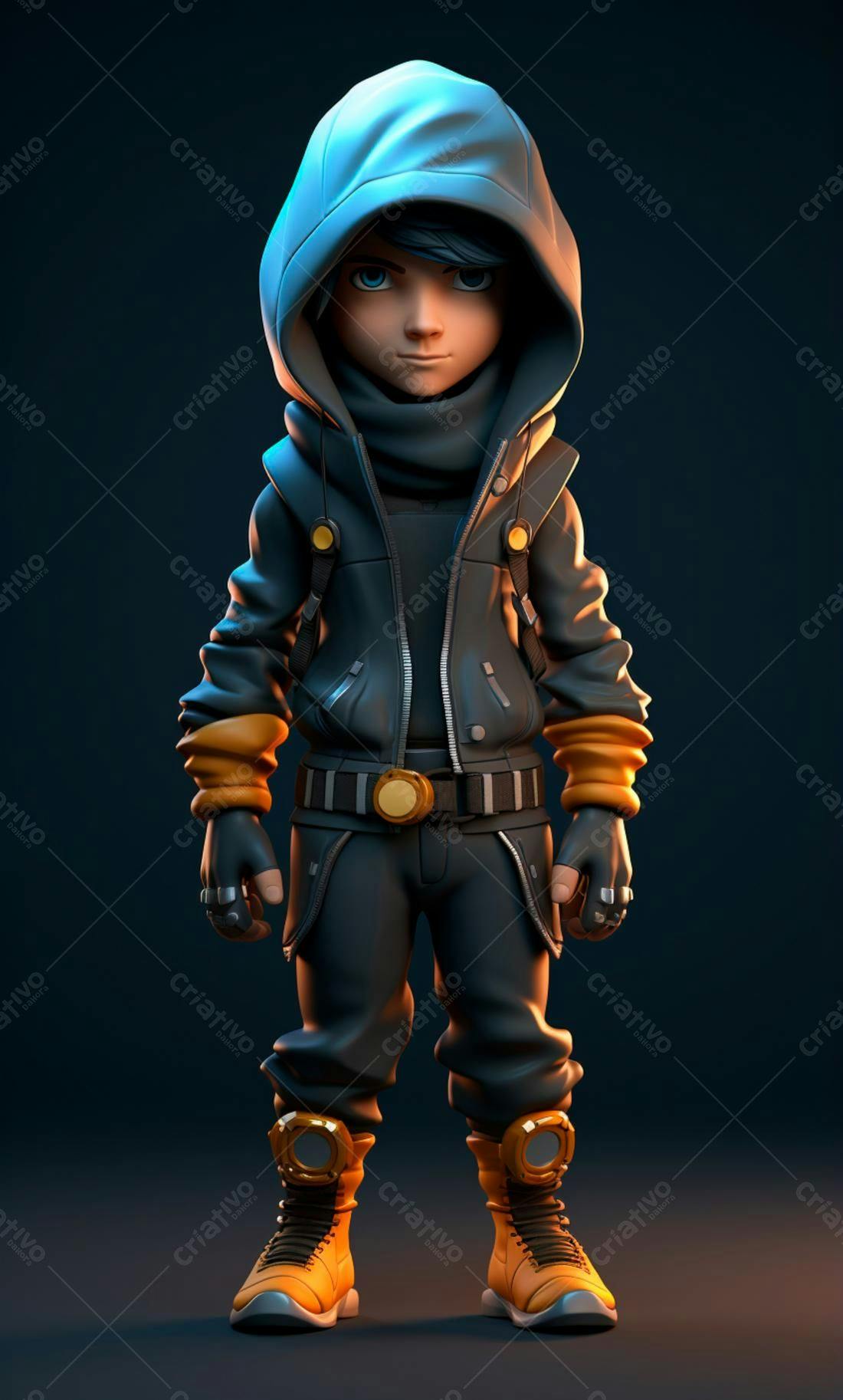 Menino estilo cyberpunk roupa escura