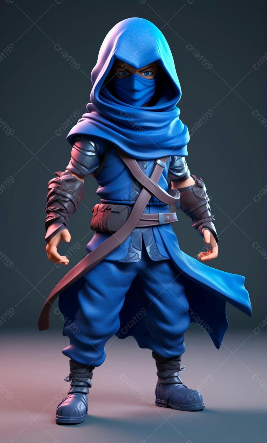 Personagem 3D Ninja Azul
