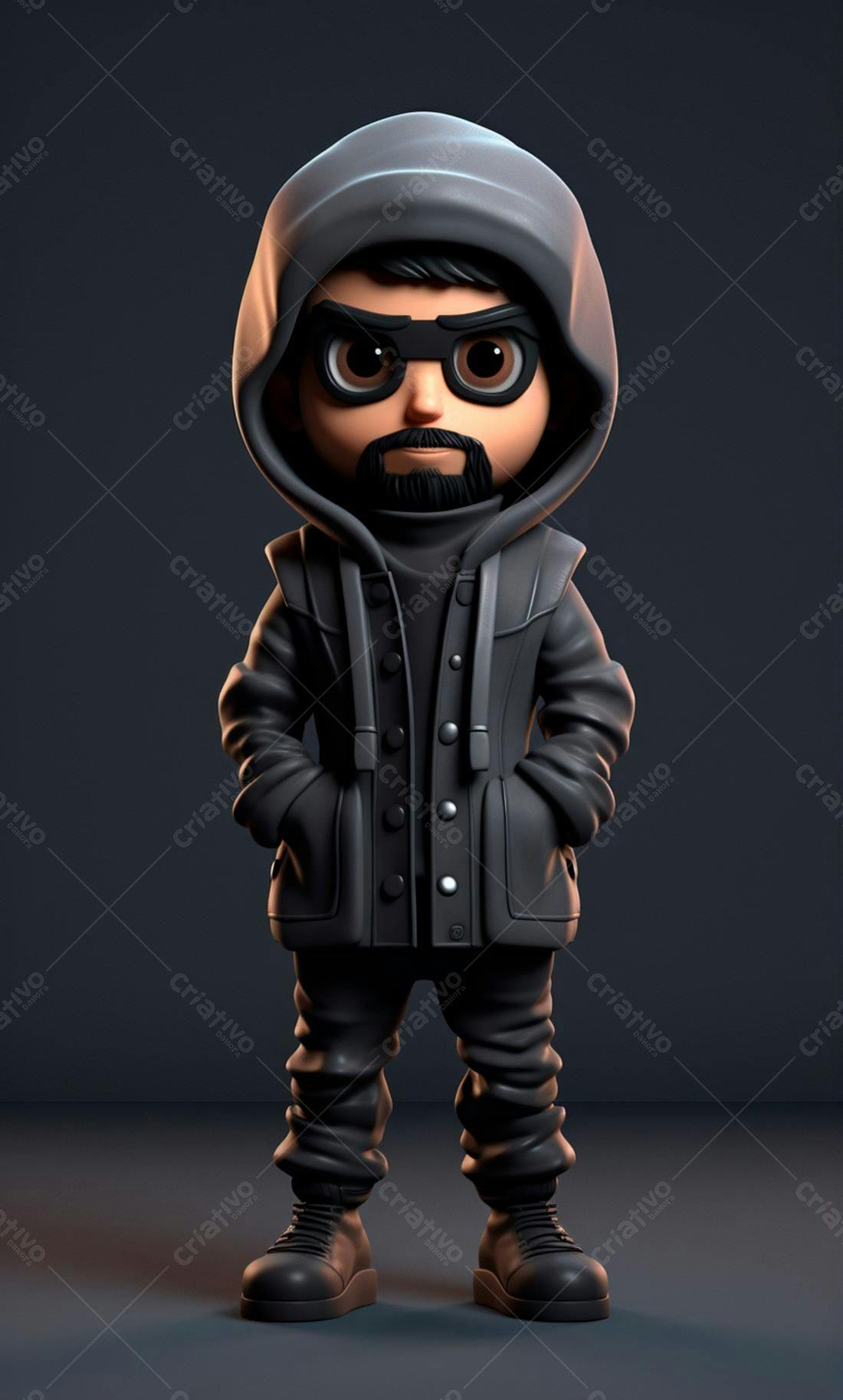 Avatar Masculino estilo Cartoon em tons escuros
