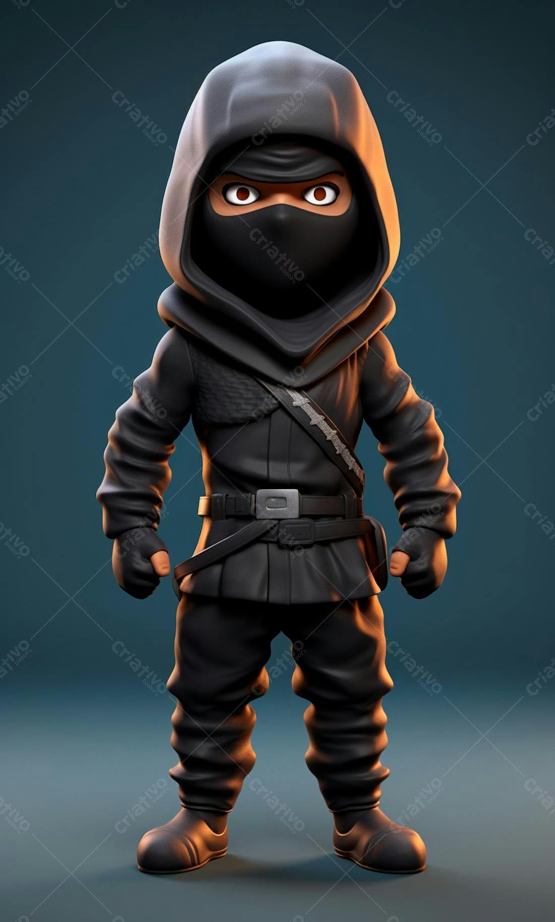 Ninja Cartoon Preto Guarda