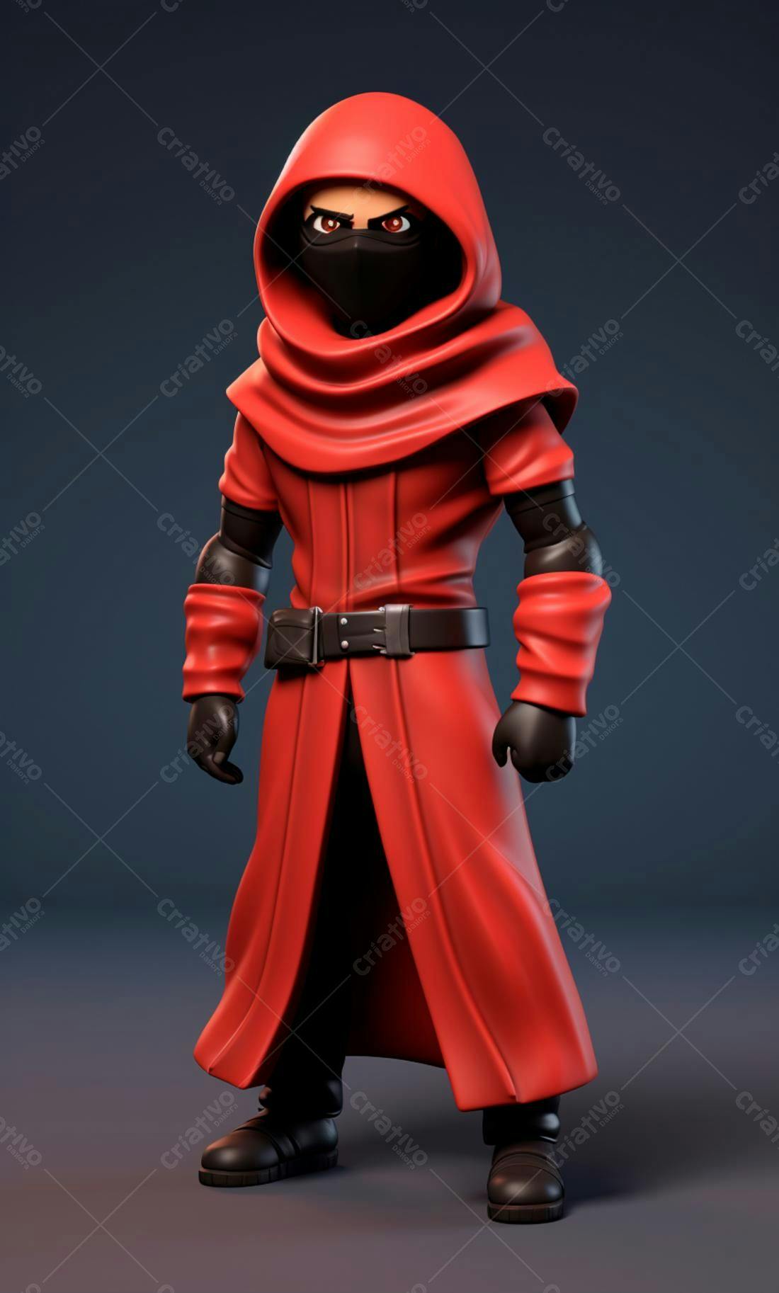 Personagem 3D Ninja Vermelho