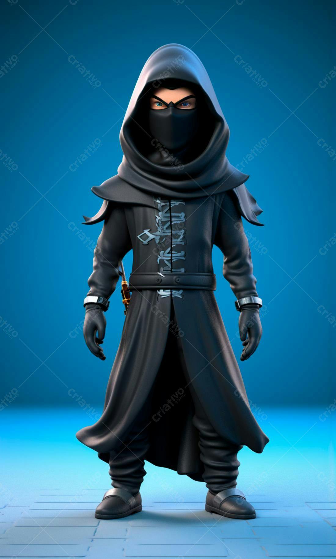 Assassino Ninja 3D renderização