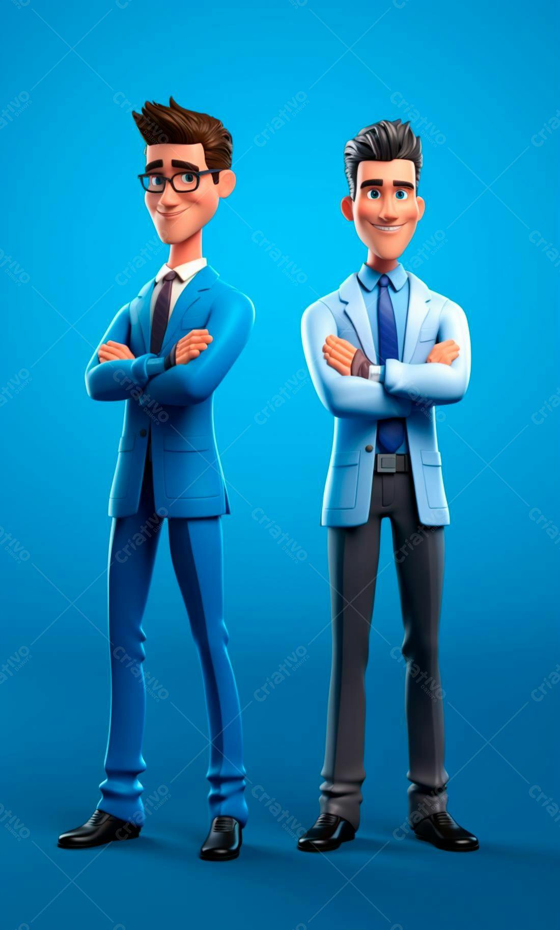 Dois homens de negócios em fundo azul